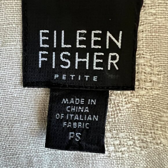 Eileen Fisher Linen Button Front Long Jacket In Tan Size SP - Picture 13 of 14